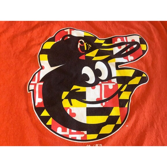 Baltimore Orioles Maryland State Flag Bird T-Shirt Adult Medium Majestic MLB - Picture 2 of 5